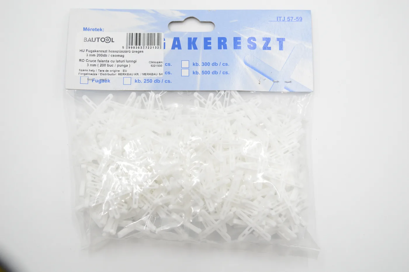 Fugakereszt 3mm 200db hosszúszárú üreges