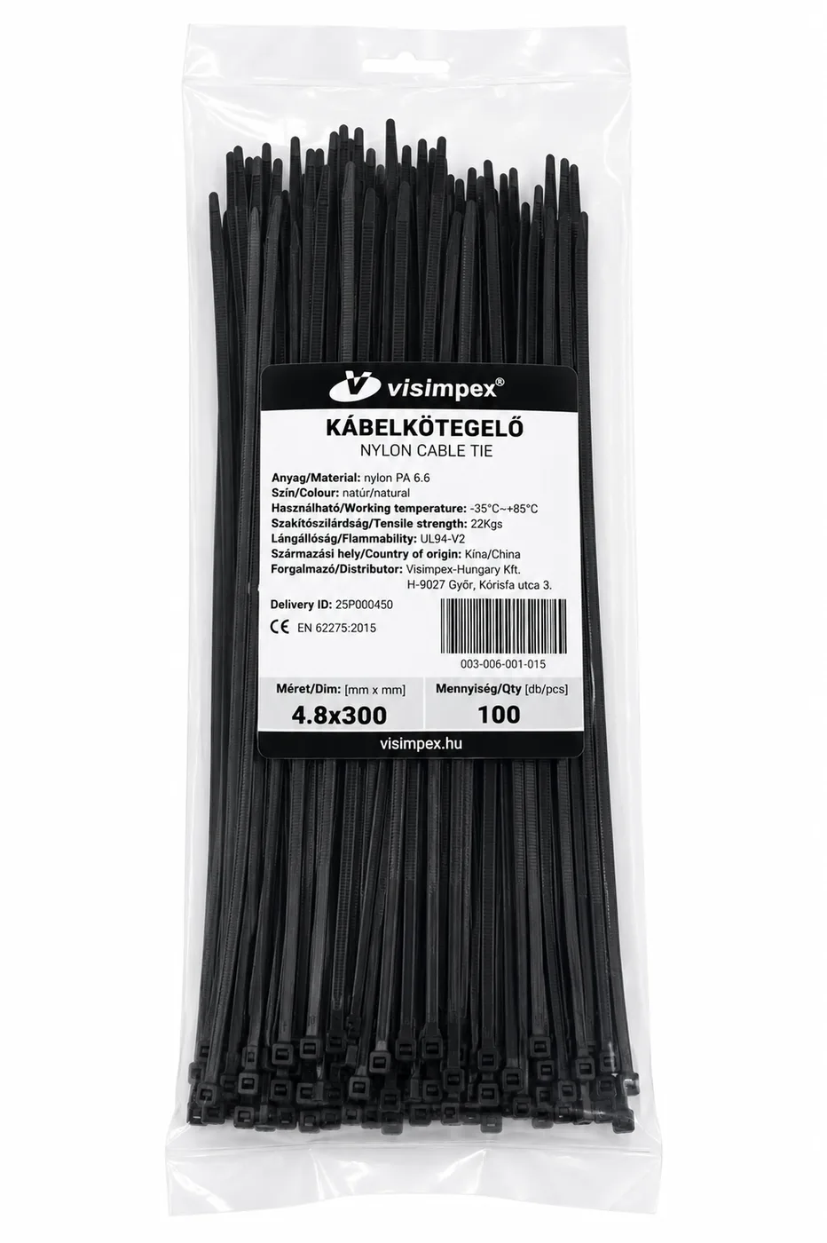 Kábelkötegelő 4,8*300mm fekete