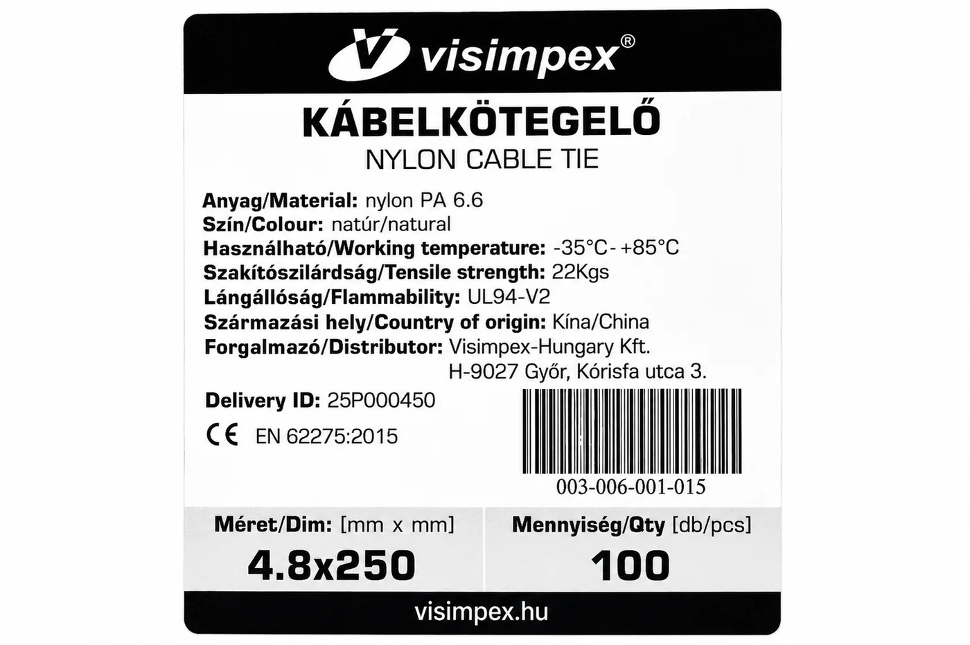 Kábelkötegelő 4,8x250 WTnatúr