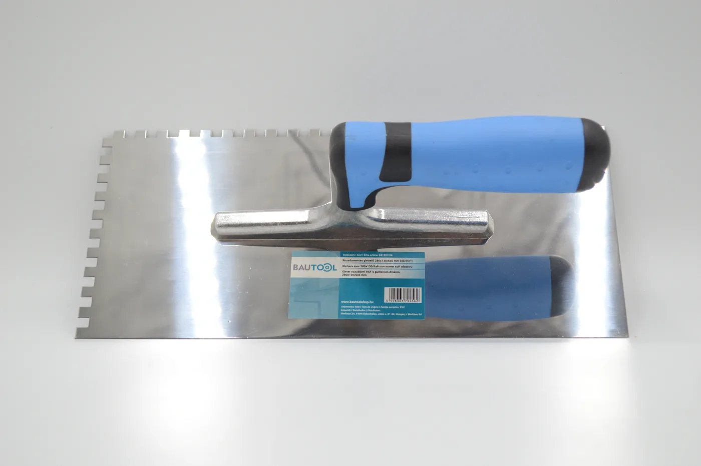 Rozsdamentes Glettvas kék Soft 280x130 6x6mm