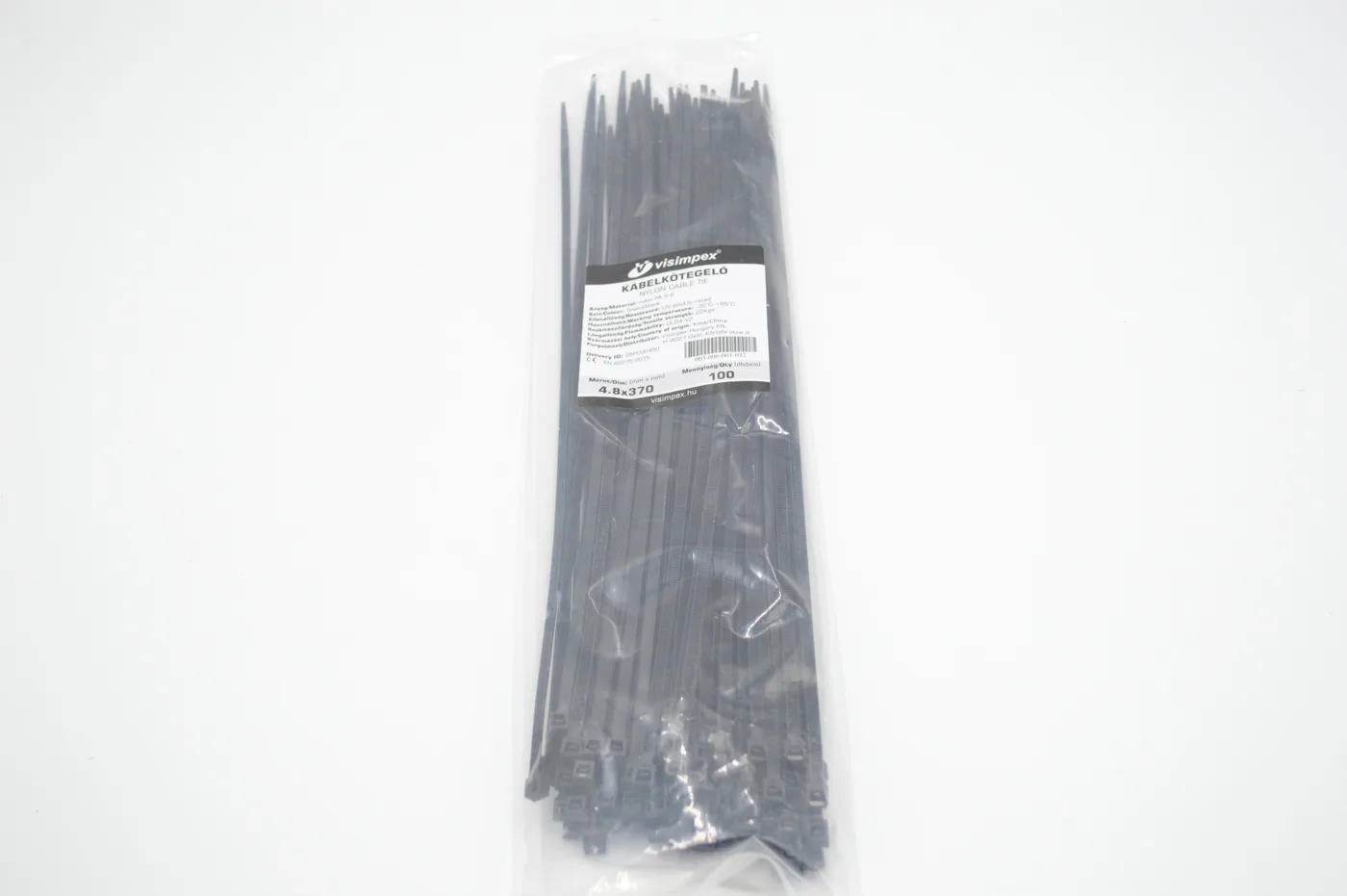 Kábelkötegelő 4,8*370mm Fekete
