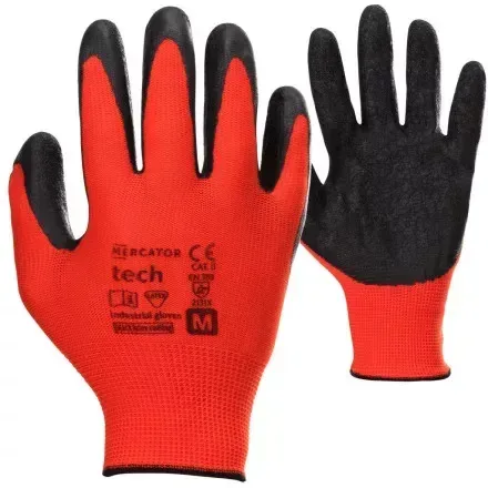 Nyári munkavédelmi kesztyű mártott latex, piros-fekete 9